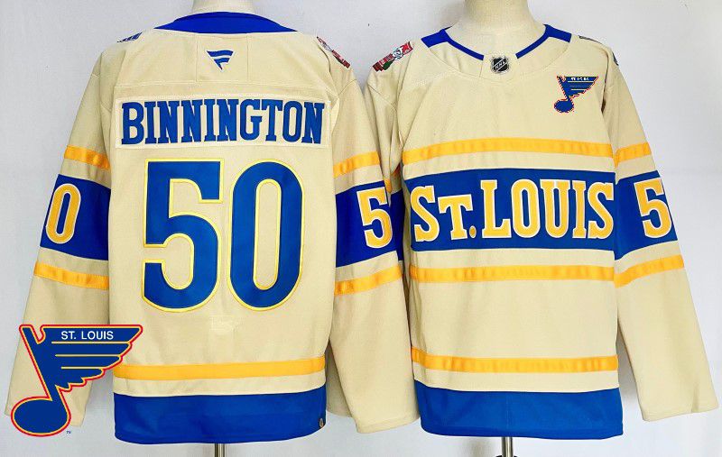 Men St.Louis Blues #50 Binnington Cream Fanatics 2025 NHL Jersey style 3->st.louis blues->NHL Jersey
